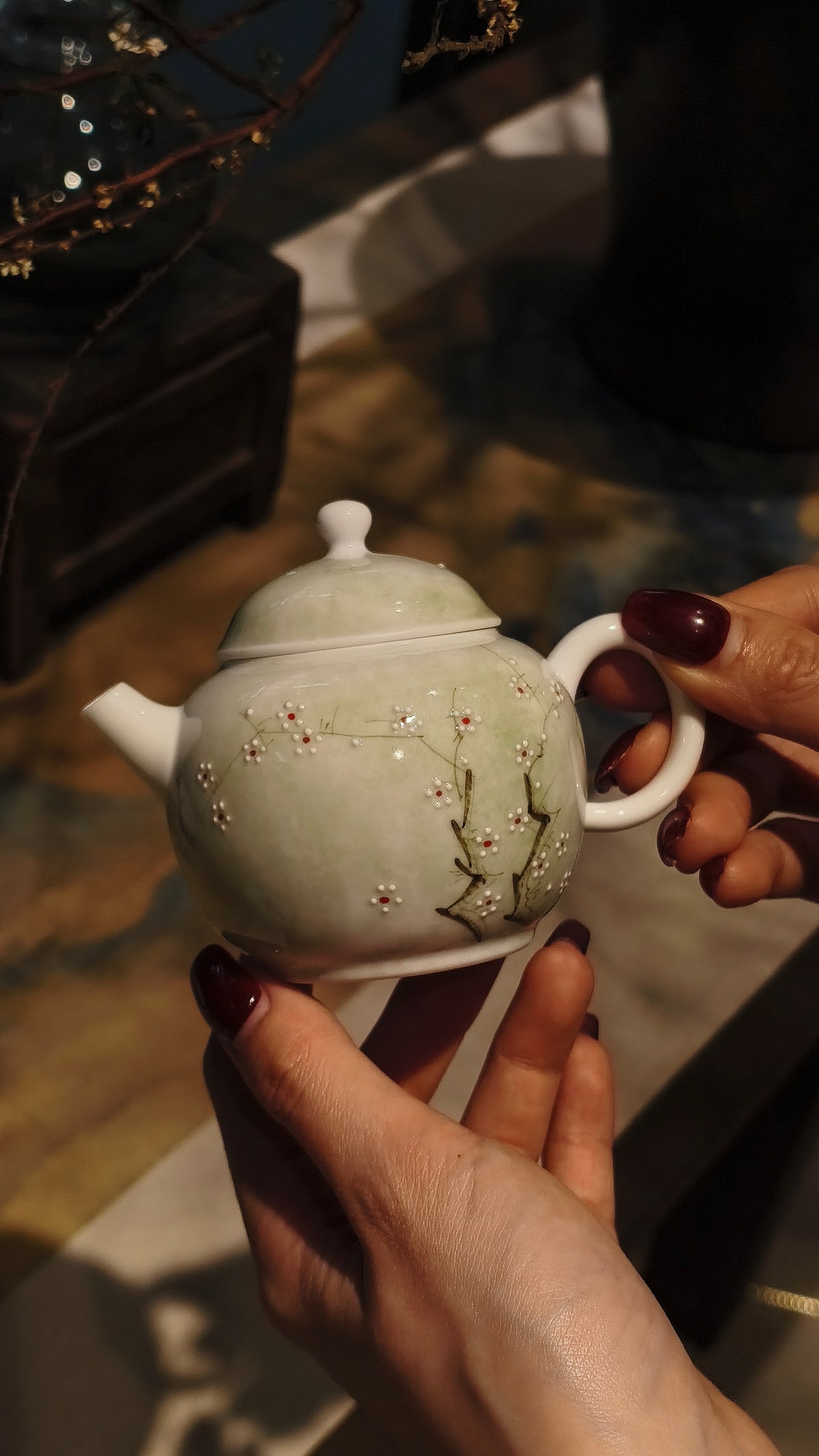 Tu pausa de té en cualquier lugar | Set de té de viaje elegante pintado a mano