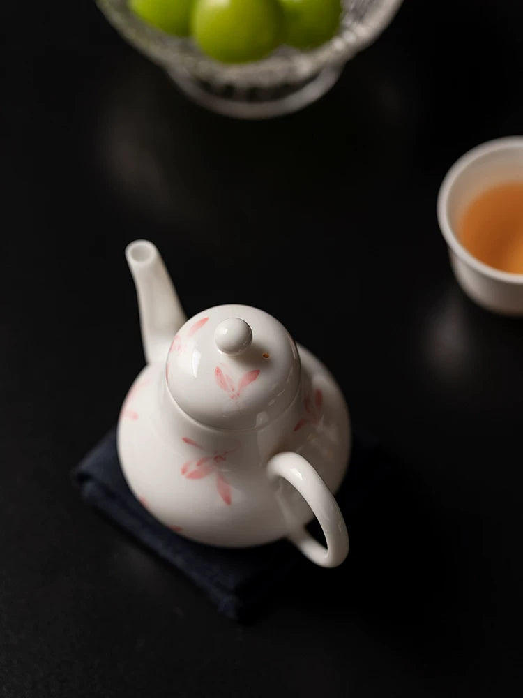 Tetera de porcelana estilo chino con Orquídea de Otoño Rosa